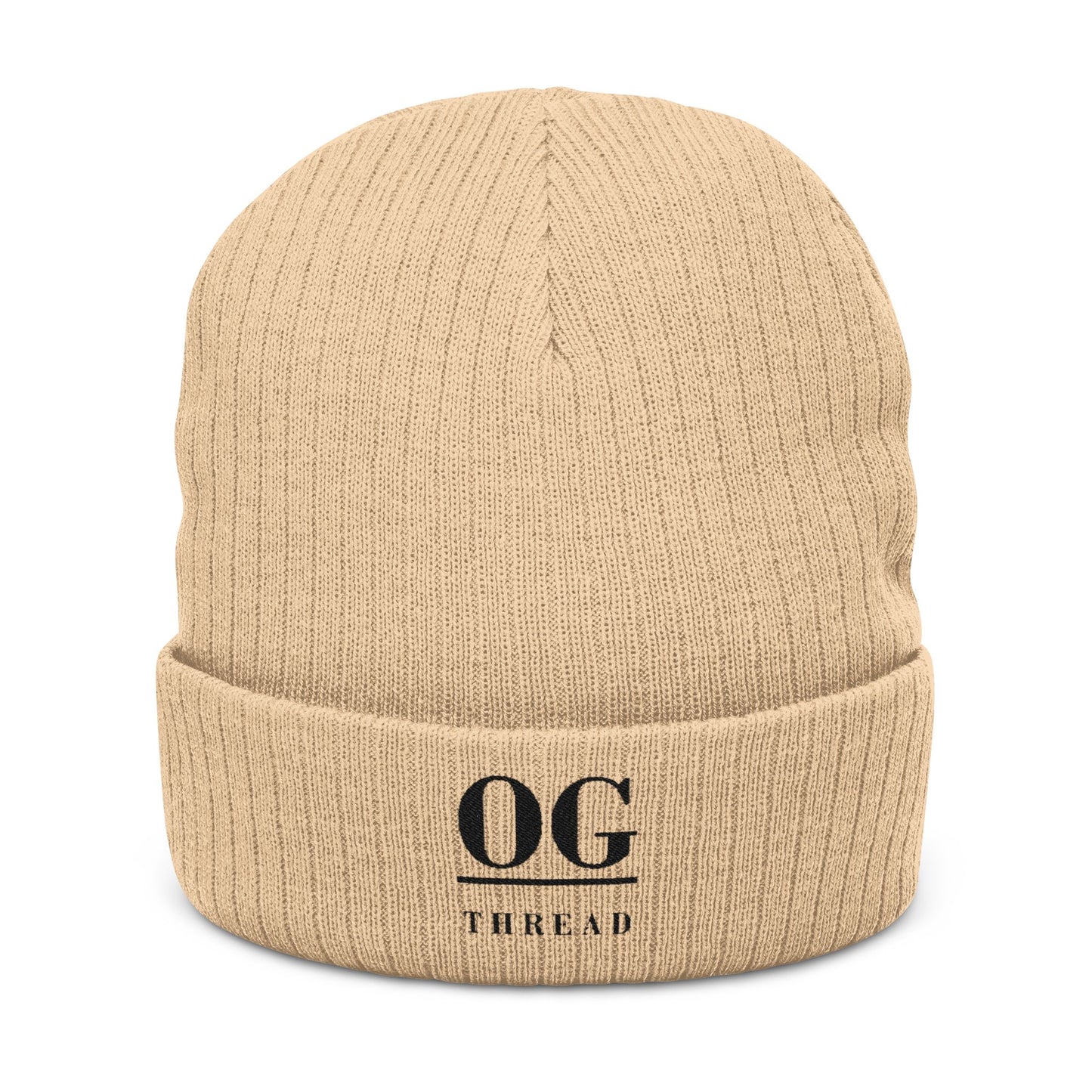 Embroidered 'OG' Ribbed Knit Beanie – Classic Warm Winter Hat