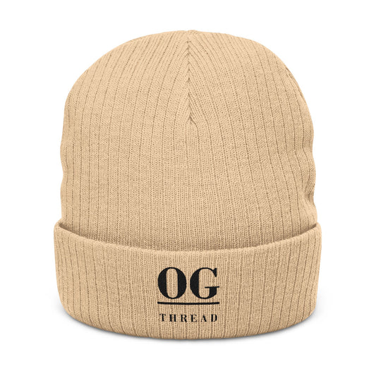 Embroidered 'OG' Ribbed Knit Beanie – Classic Warm Winter Hat