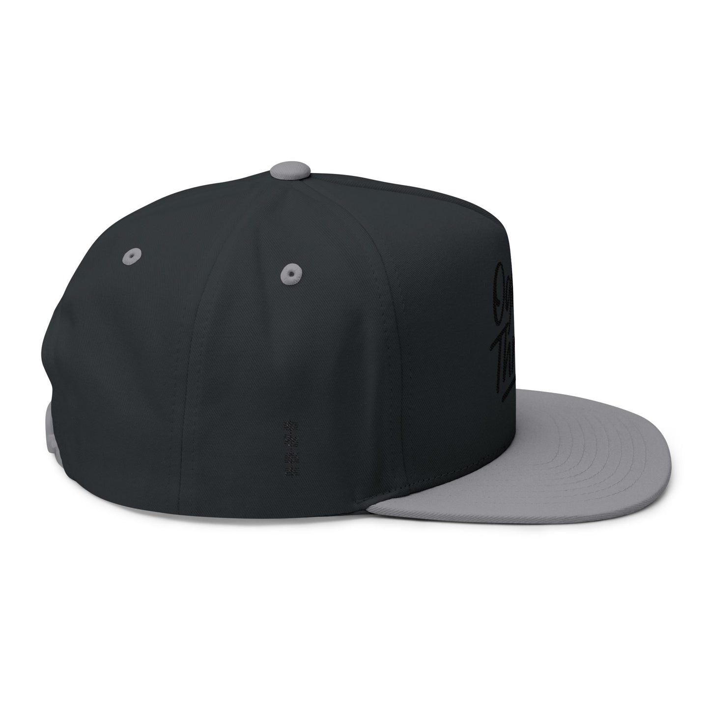 Embroidered Flat Bill Cap — "Ogham Thread" Script Snapback