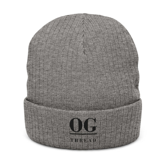 Embroidered 'OG' Ribbed Knit Beanie – Classic Warm Winter Hat
