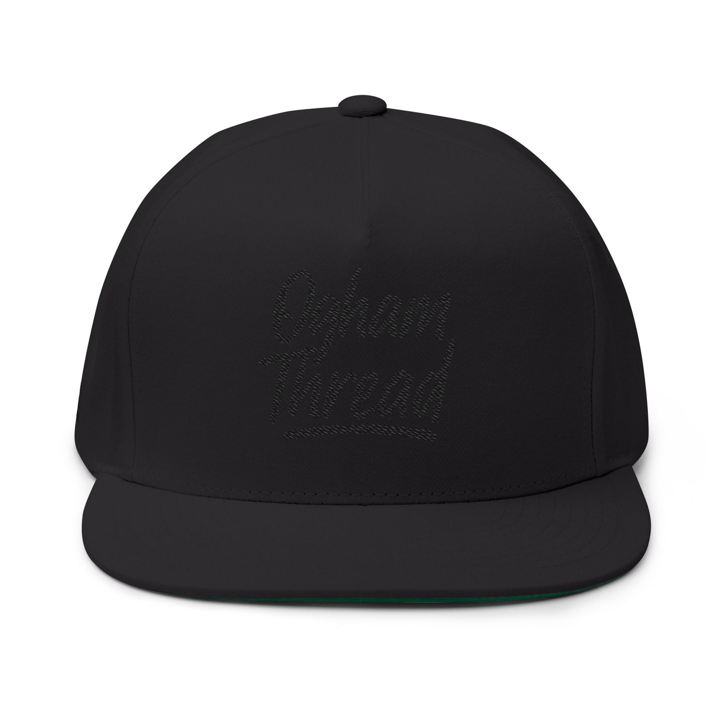 Embroidered Flat Bill Cap — "Ogham Thread" Script Snapback